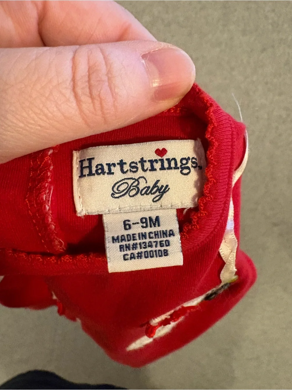 Hartstrings Baby Girl Ice Skate Appliqué Red Long Sleeve  Bodysuit Sz 6-9M